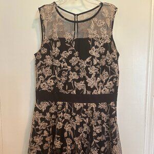 J. Taylor Gold & Black Midi Dress